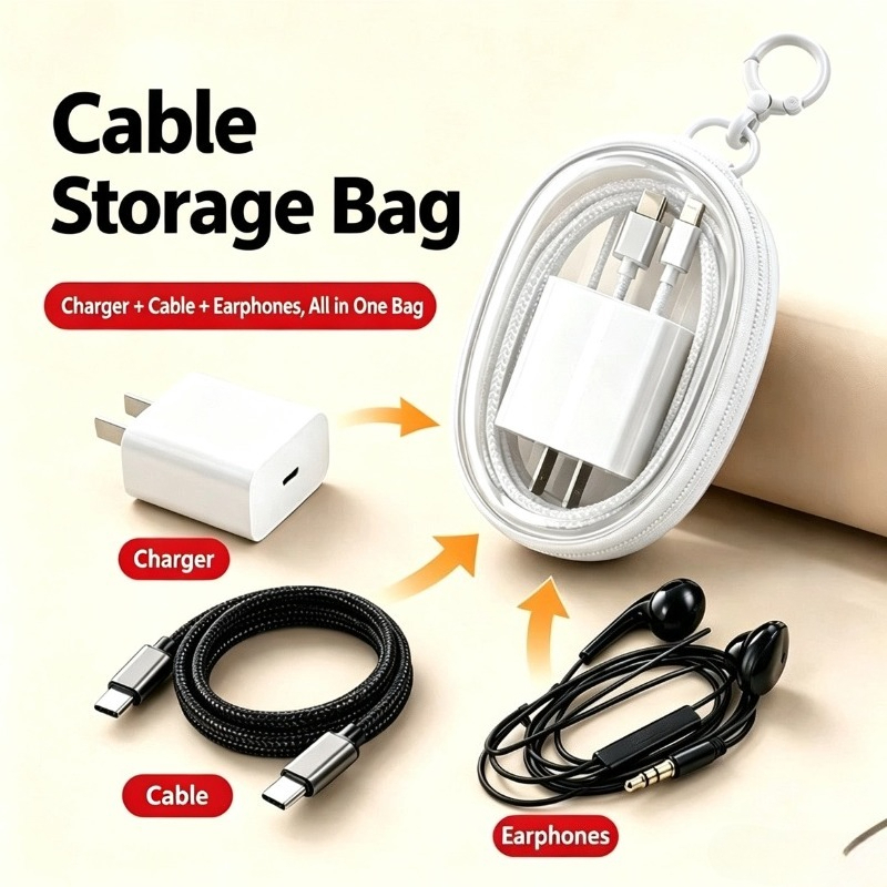 Cable Organizer Bag - Borsa Portatile Impermeabile per Cavi Dati,
